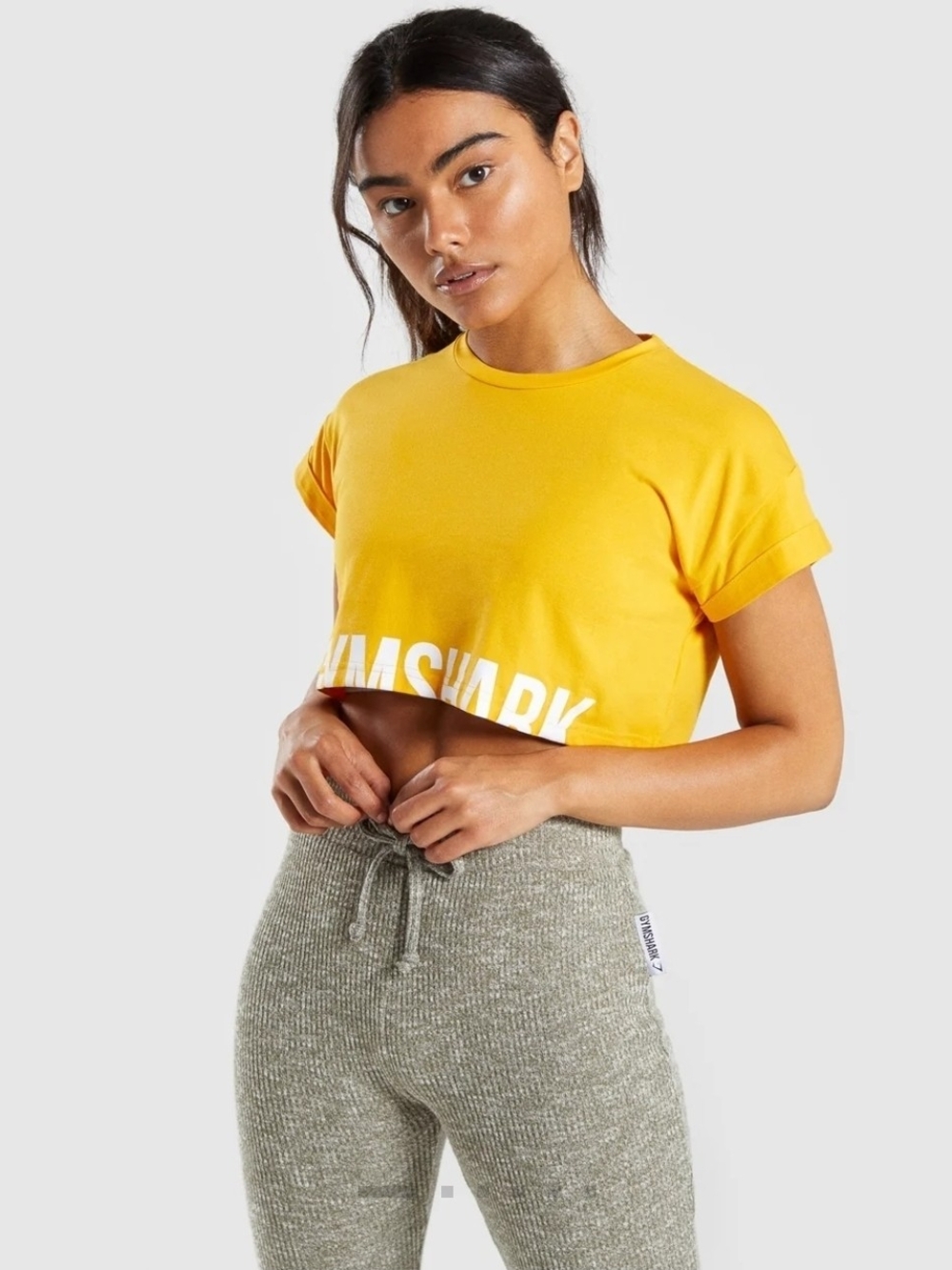 Gymshark Bright Yellow Cropped Logo Tee